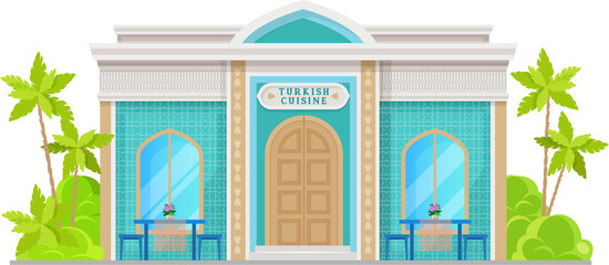 Fototapeta na wymiar Turkish cuisine, arab food cafe building icon