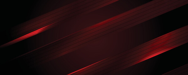 Abstract black red gaming background with modern luxury neon red metallic light ray and triangle stripes line paper cut style