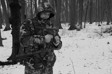 A soldier holding a grenade