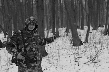 A soldier holding a grenade