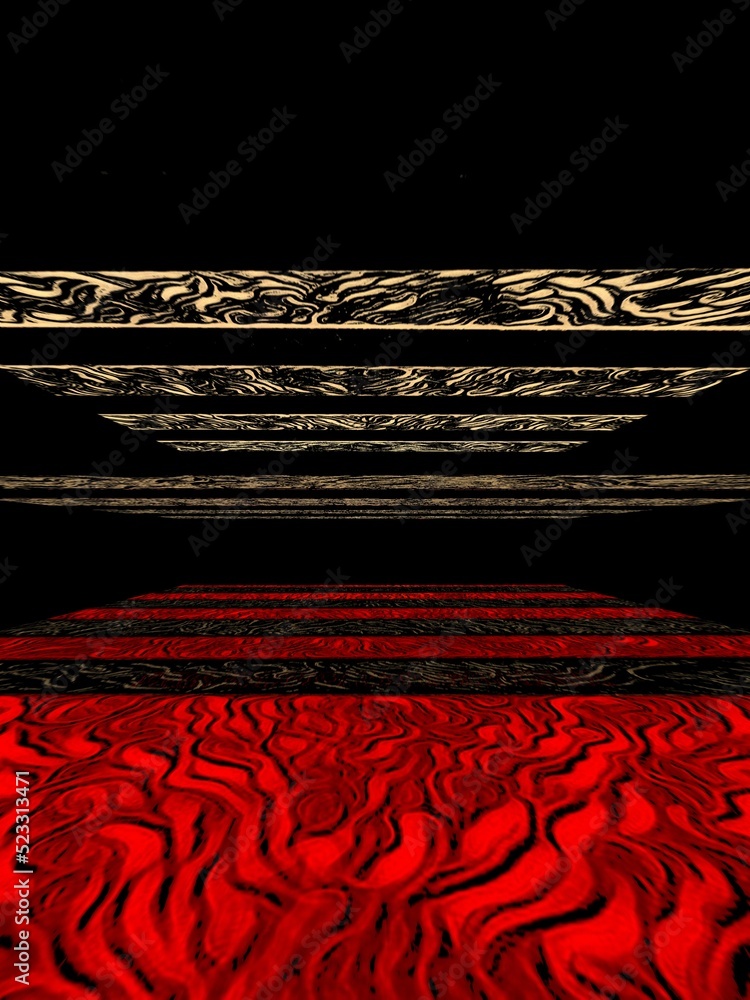 Poster 3d exploding red and beige textured pattern