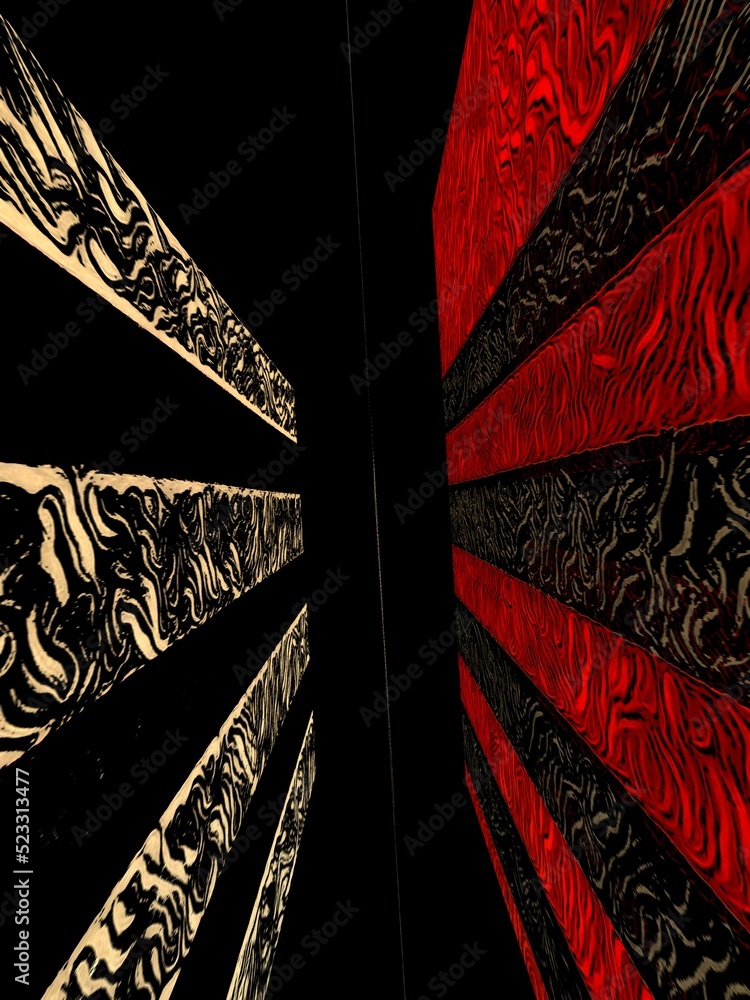 Poster 3d exploding red and beige textured pattern