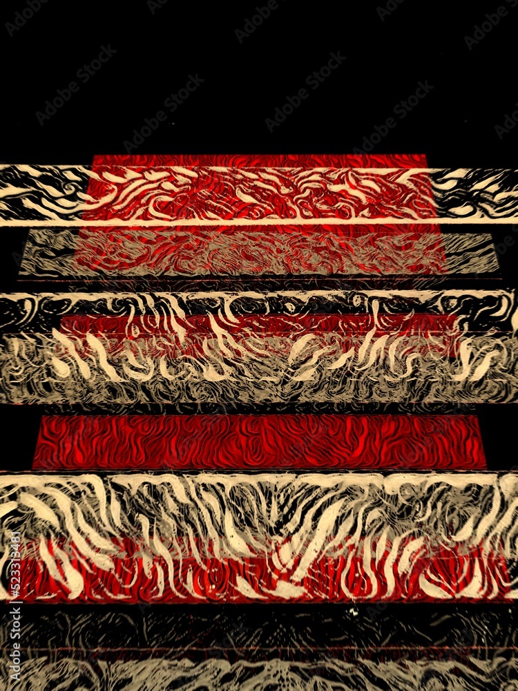 Poster 3d exploding red and beige textured pattern