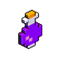 Fototapeta premium Bottle with purple liquid isometric pixel art