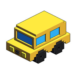 Yellow cartoon Car . Pixel Art Retro Style Illustration