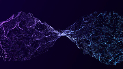 Molecular background with DNA. Network concept. Music sound wave. Big data visualization. Abstract connecting dots on the backdrop.