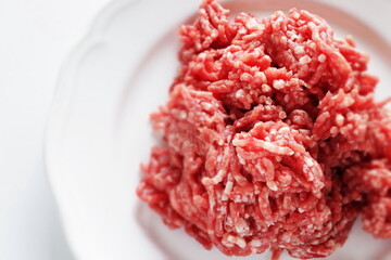 Freshness minced beef on dish for cooking ingredient