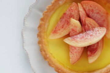 Freshness Japanese peach tart for summer gourmet dessert 