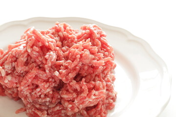 Freshness minced beef on dish for cooking ingredient