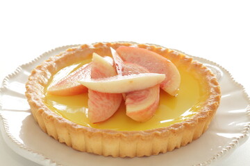 Freshness Japanese peach tart for summer gourmet dessert 