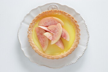 Freshness Japanese peach tart for summer gourmet dessert  - obrazy, fototapety, plakaty