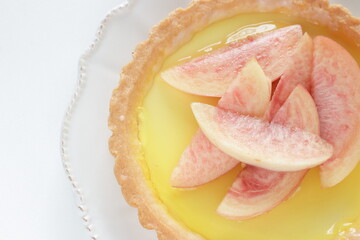 Freshness Japanese peach tart for summer gourmet dessert 
