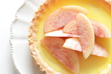 Freshness Japanese peach tart for summer gourmet dessert 