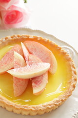 Freshness Japanese peach tart for summer gourmet dessert 