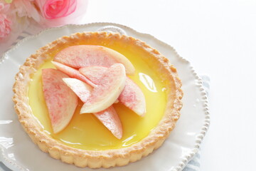 Freshness Japanese peach tart for summer gourmet dessert 