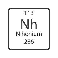 Nihonium symbol. Chemical element of the periodic table. Vector illustration.