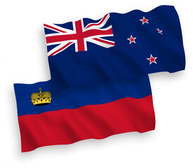 Flags of Liechtenstein and New Zealand on a white background