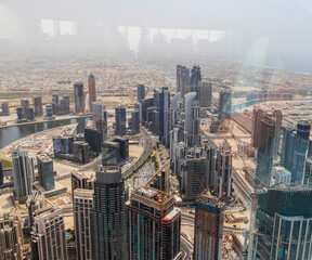 Fototapeta na wymiar Dubai, UAE - 07.18.2021 - Areal view of main road of UAE, Sheikh Zayed road. City