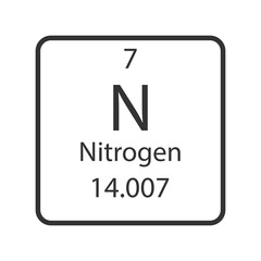 Nitrogen symbol. Chemical element of the periodic table. Vector illustration.