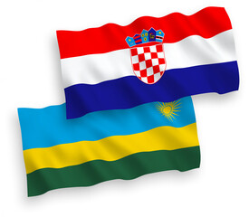 Flags of Republic of Rwanda and Croatia on a white background