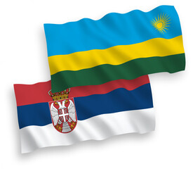 Flags of Republic of Rwanda and Serbia on a white background
