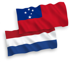 Flags of Independent State of Samoa and Netherlands on a white background