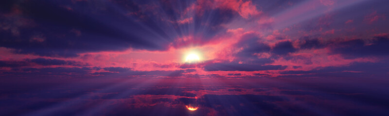 Obraz premium sunset calmly sea sun ray 3d render