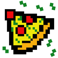 Pattern pixel art pizza cheese tomato basil
