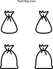 Trash bag outline icons. linear style sign for mobile concept and web design. Trash can and storage bag outline vector icon. Symbol, logo illustration. Vector graphics