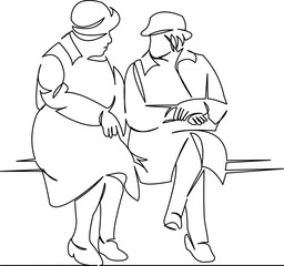Fototapeta na wymiar two retired women sitting on a bench