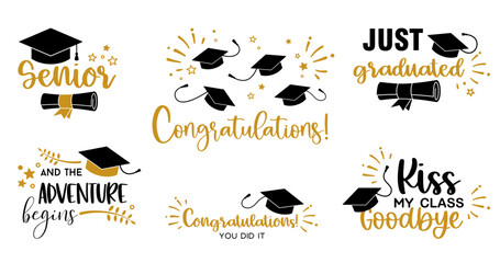 Graduation congratulations at school, university or college . Trendy calligraphy inscription