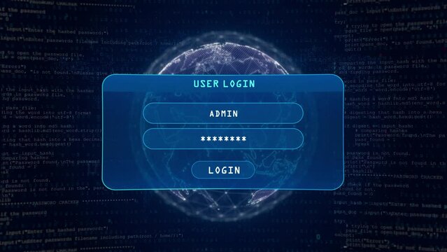 Server Error Warning with User Login Interface Concept over Digital Globe and Computer Hacking Background
