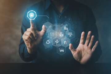 Technology to analyze the process of reducing carbon dioxide emissions, keeping nature from being destroyed by electronic waste that will cause global warming. Net Zero and Carbon Neutral