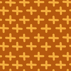 Hand drawn abstract cross seamless pattern. Plus sign endless wallpaper. Doodle style.