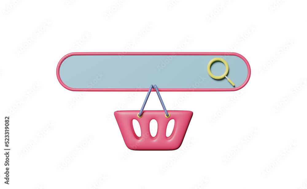 Aufkleber search bar blank with shopping carts or basket isolated. minimal web search engine or web browsing c