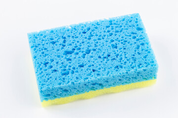 Artificial fibre sponge on a white background.