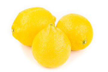 Juicy, fresh, yellow lemons on a white background. Creative food concept.
