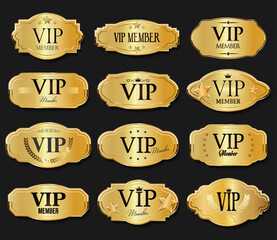 Golden VIP invitation card in dark black and gold background