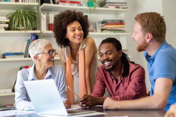 Group of entrepreneurs and business people working together in meeting room. Finance work concept