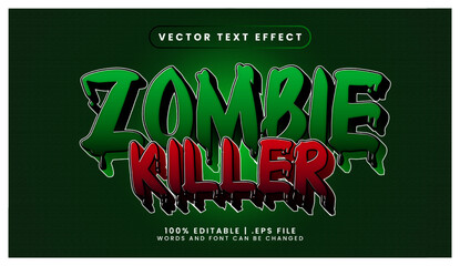 Editable text effect zombie killer halloween 3d evil and apocalypse font style