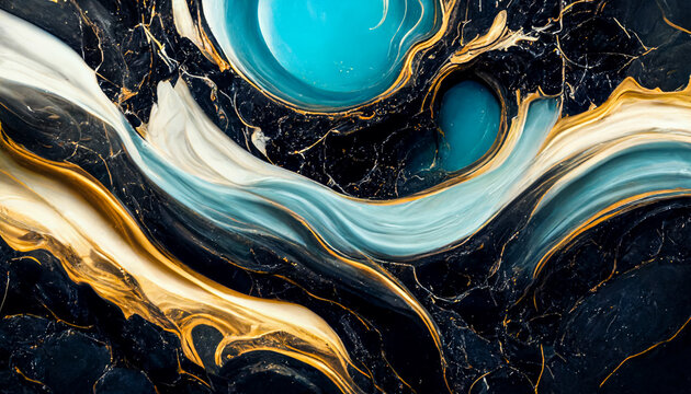 Fototapeta Swirls of marble or the ripples of agate. Liquid marble texture. Fluid art. abstract waves skin wall luxurious art ideas.