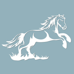 Vector silhouette of a horse, tattoo template, laser cutting.