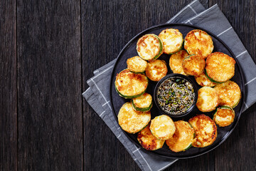 Hobak Jeon, pan fried zucchini with dipping sauce