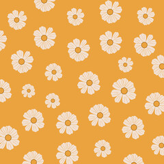 white flowers pattern vintage boho background