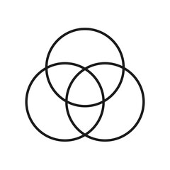 Composition of three circles on white background.