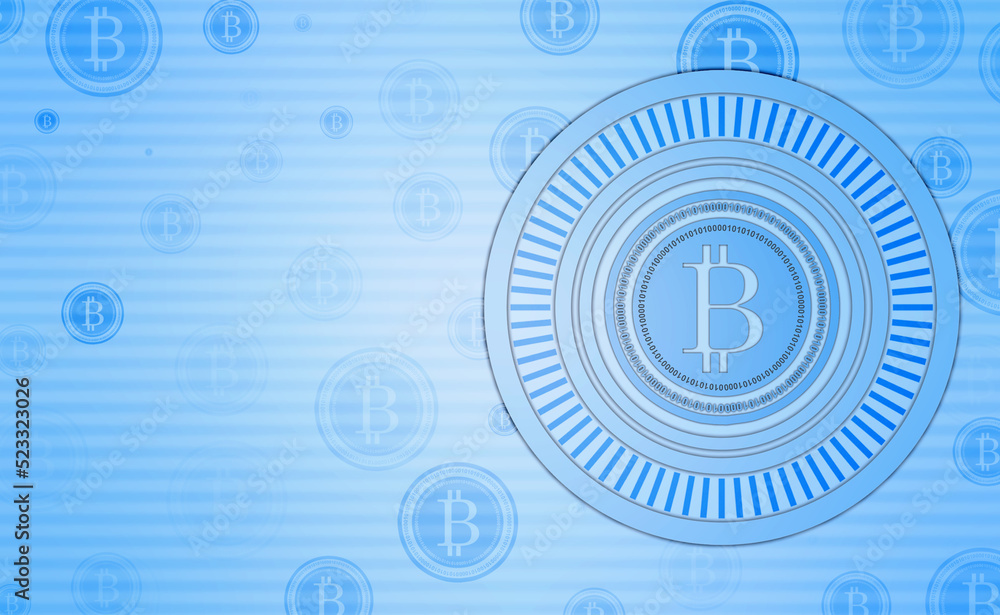 Poster global abstract bitcoin crypto currency blockchain technology world map background illustration