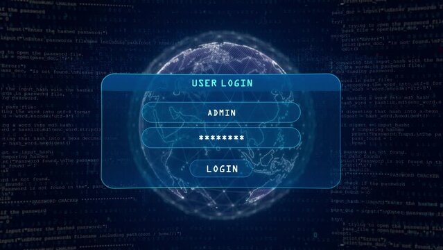 DDOS Attack Warning with User Login Interface Concept over Digital Globe and Computer Hacking Background