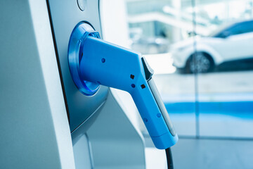 Charging station at the city street for electric cars