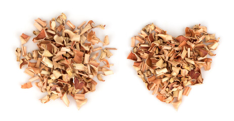 Dried Lemongrass or Cymbopogon citratus isolated on white background.top view.