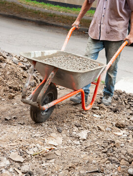 In the construction of small objects, it is convenient to deliver concrete with a regular wheelbarrow
